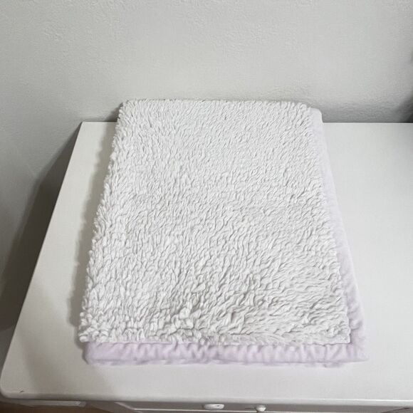 Pottery Barn Kids PBK Pink Velour White Sherpa Baby Blanket Lovey Lovie Blankie - Picture 12 of 15